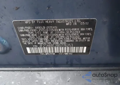 2011 Subaru Forester 2.5X z USA, uszkodzony, nr VIN JF2SHABC2BG776253